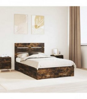 vidaXL Bed Frame with Drawer Smoked Oak 120 x 200 cm Engineered Wood