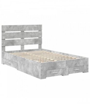 vidaXL Bed Frame Concrete Grey 120 x 190 cm Engineered Wood