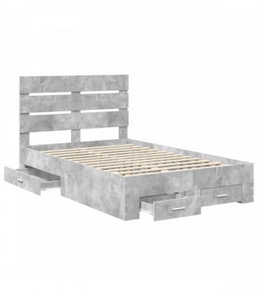 vidaXL Bed Frame Concrete Grey 120 x 190 cm Engineered Wood