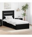 vidaXL Bed Frame with Drawer Black Oak 100 x 200 cm Engineered Wood