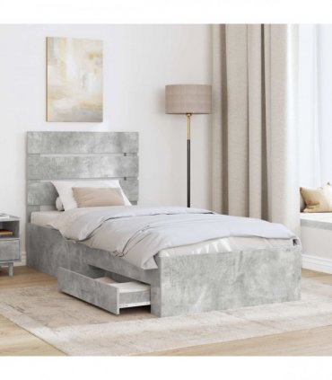 vidaXL Bed Frame Concrete Grey 100 x 200 cm Engineered Wood