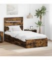 vidaXL Bed Frame with Drawer Smoked Oak 100 x 200 cm Engineered Wood