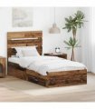 vidaXL Bed Frame with Drawer Old Wood 90 x 200 cm Engineered Wood