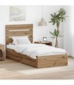 vidaXL Bed Frame with Drawer Artisan Oak 90 x 200 cm Engineered Wood