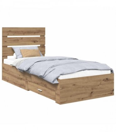 vidaXL Bed Frame with Drawer Artisan Oak 90 x 200 cm Engineered Wood