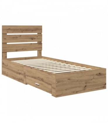 vidaXL Bed Frame with Drawer Artisan Oak 90 x 200 cm Engineered Wood