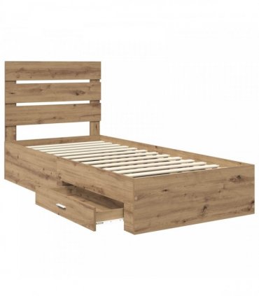 vidaXL Bed Frame with Drawer Artisan Oak 90 x 200 cm Engineered Wood