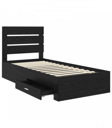 vidaXL Bed Frame with Drawer Black Oak 90 x 190 cm Engineered Wood