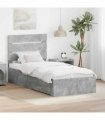 vidaXL Bed Frame with Drawer Concrete Grey 90 x 190 cm Engineered Wood