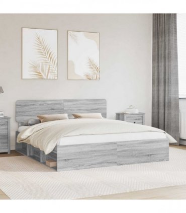 vidaXL Bed Frame Grey Sonoma 200 x 200 cm Solid Pine Wood