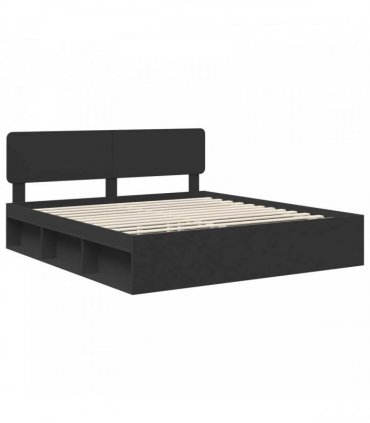 vidaXL Bed Frame with Headboard Black 180 x 200 cm Solid Pine Wood