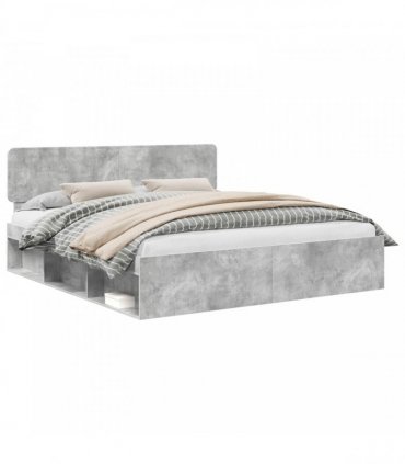 vidaXL Bed Frame Concrete Grey 180 x 200 cm Solid Pine Wood