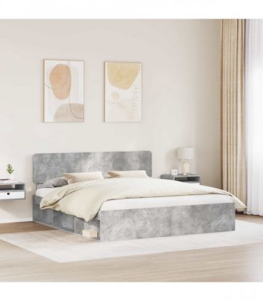 vidaXL Bed Frame Concrete Grey 180 x 200 cm Solid Pine Wood