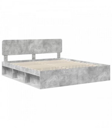 vidaXL Bed Frame Concrete Grey 180 x 200 cm Solid Pine Wood