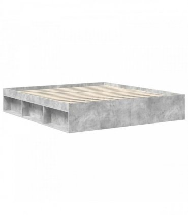 vidaXL Bed Frame Concrete Grey 180 x 200 cm Solid Pine Wood