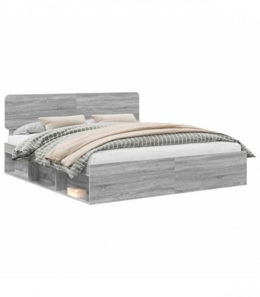 vidaXL Bed Frame Grey Sonoma 180 x 200 cm Solid Pine Wood