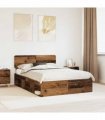 vidaXL Bed Frame with Headboard Old Wood 150 x 200 cm Solid Pine Wood