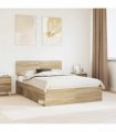vidaXL Bed Frame Sonoma Oak 140 x 200 cm Solid Pine Wood