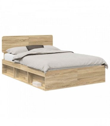vidaXL Bed Frame Sonoma Oak 140 x 200 cm Solid Pine Wood
