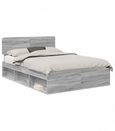 vidaXL Bed Frame Grey Sonoma 140 x 200 cm Solid Pine Wood