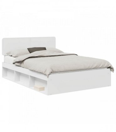 vidaXL Bed Frame with Headboard White 140 x 190 cm Solid Pine Wood
