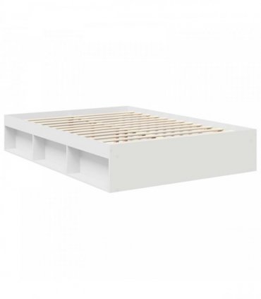 vidaXL Bed Frame with Headboard White 140 x 190 cm Solid Pine Wood