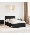 vidaXL Bed Frame with Headboard Black 135 x 190 cm Solid Pine Wood