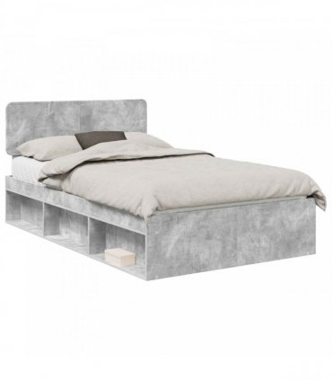 vidaXL Bed Frame Concerte Grey 135 x 190 cm Solid Pine Wood