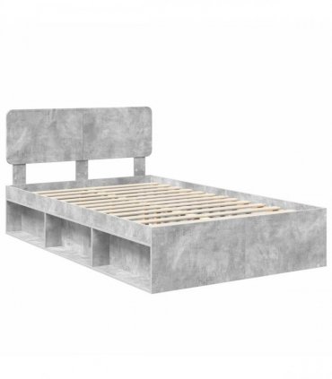 vidaXL Bed Frame Concerte Grey 135 x 190 cm Solid Pine Wood