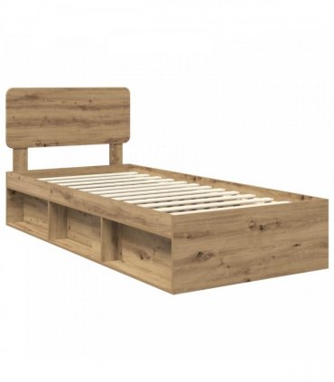 vidaXL Bed Frame Artisan Oak 90 x 190 cm Solid Pine Wood