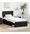 vidaXL Bed Frame with Headboard Black 75 x 190 cm Solid Pine Wood