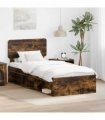 vidaXL Bed Frame Smoked Oak 75 x 190 cm Solid Pine Wood
