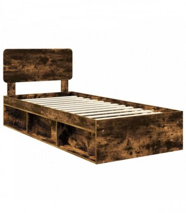 vidaXL Bed Frame Smoked Oak 75 x 190 cm Solid Pine Wood