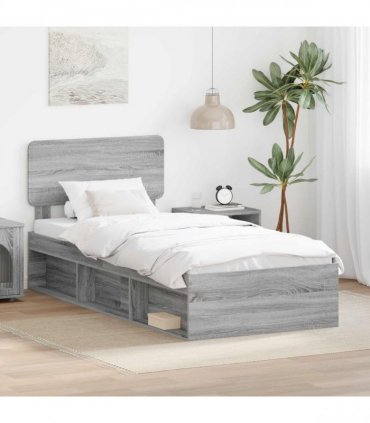 vidaXL Bed Frame Grey Sonoma 75 x 190 cm Solid Pine Wood
