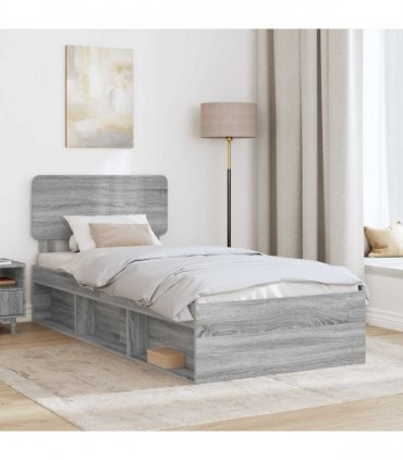 vidaXL Bed Frame Grey Sonoma 75 x 190 cm Solid Pine Wood