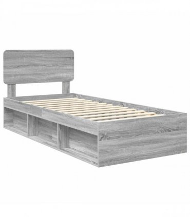 vidaXL Bed Frame Grey Sonoma 75 x 190 cm Solid Pine Wood