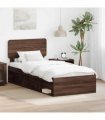 vidaXL Bed Frame with Headboard Brown Oak 75 x 190 cm Solid Pine Wood