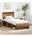 vidaXL Bed Frame with Headboard Old Wood 75 x 190 cm Solid Pine Wood