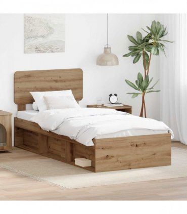 vidaXL Bed Frame Artisan Oak 75 x 190 cm Solid Pine Wood