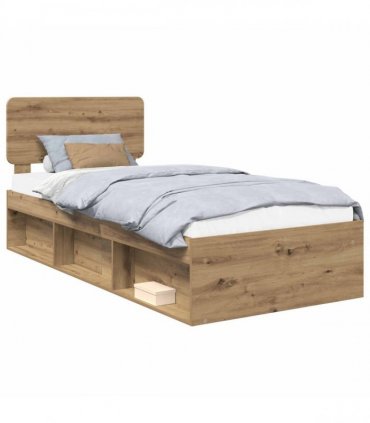 vidaXL Bed Frame Artisan Oak 75 x 190 cm Solid Pine Wood