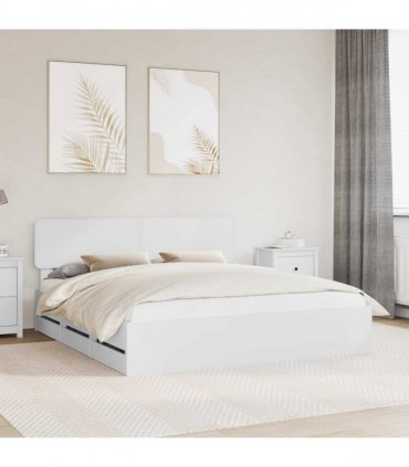 vidaXL Bed Frame with Drawer White 180 x 200 cm Engineered Wood