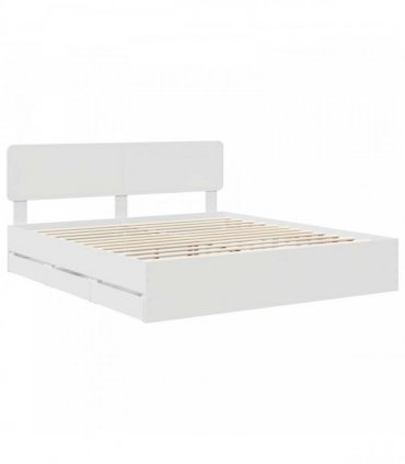 vidaXL Bed Frame with Drawer White 180 x 200 cm Engineered Wood
