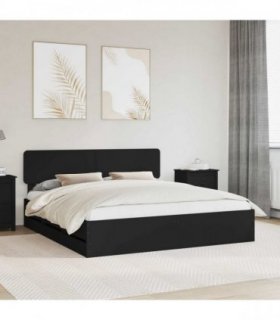vidaXL Bed Frame with Drawer Black 180 x 200 cm Engineered Wood