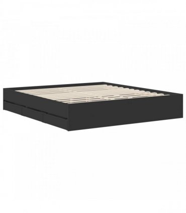 vidaXL Bed Frame with Drawer Black 180 x 200 cm Engineered Wood