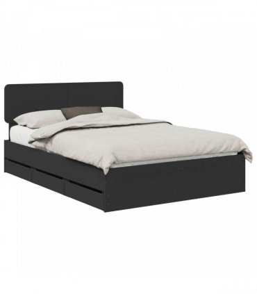 vidaXL Bed Frame with Drawer Black 160 x 200 cm Engineered Wood