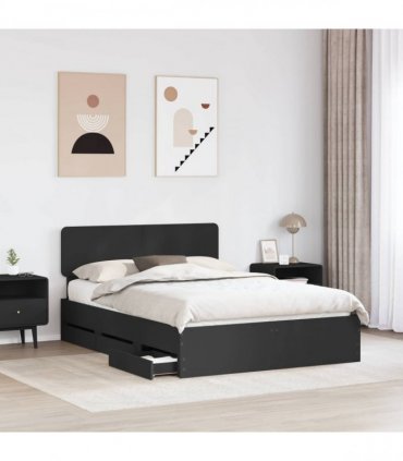vidaXL Bed Frame with Drawer Black 160 x 200 cm Engineered Wood
