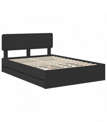 vidaXL Bed Frame with Drawer Black 150 x 200 cm Engineered Wood