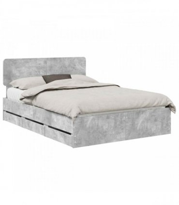 vidaXL Bed Frame Concrete Grey 150 x 200 cm Engineered Wood