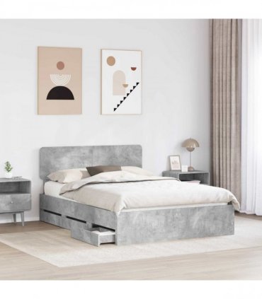 vidaXL Bed Frame Concrete Grey 150 x 200 cm Engineered Wood