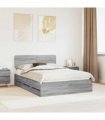 vidaXL Bed Frame with Drawer Grey Sonoma 150 x 200 cm Engineered Wood